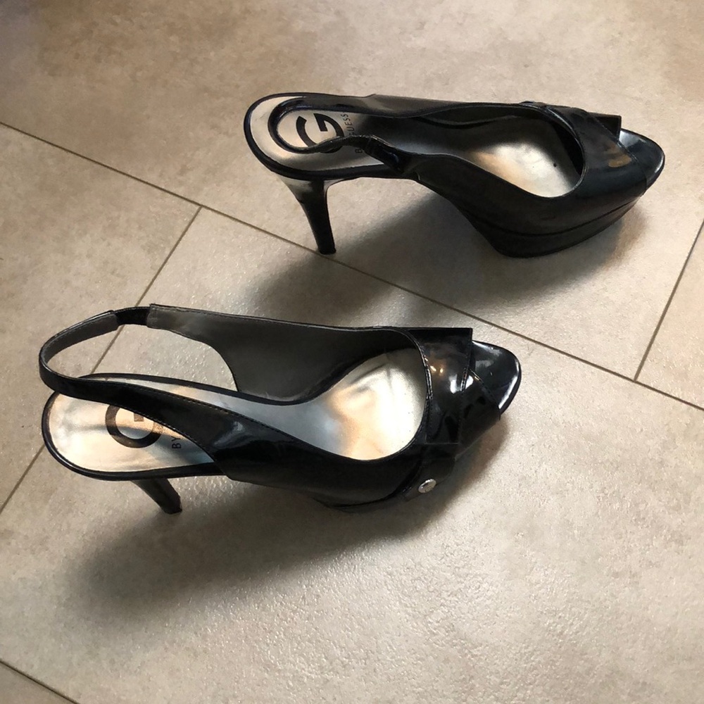 Guess Black Patent Leather Slingback Heels